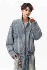 水洗复古做旧牛仔夹克解构倒装分割美式外套男5Q1131-TP85控148，男装夹克，电商A102