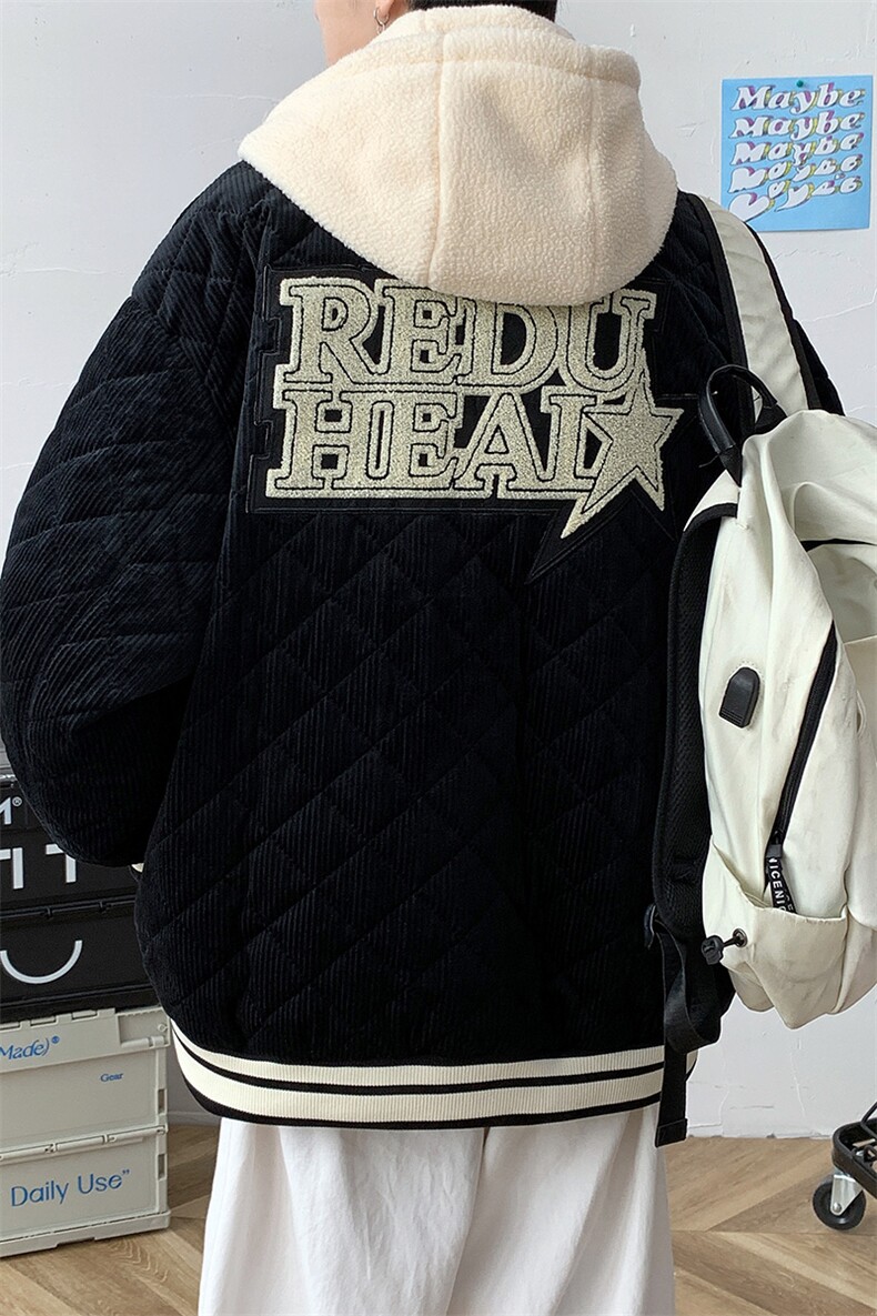 冬款港风加棉加厚宽松棉服假两件连帽外套男士8135-P140控价178,男装棉衣,电商A441-1