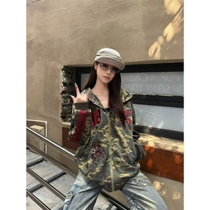 文艺日系ins迷彩刺绣卫衣慵懒流行原宿时尚新款气质潮流WB585-P70图片