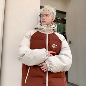 数据款冬季撞色插肩袖连帽面包服棉衣XMY2313-P105控148抖音控168图片