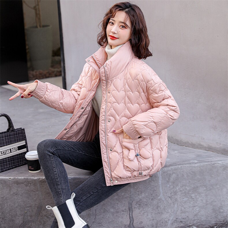 小款短款爱心羽绒服女2021年新款冬季时尚洋气小个子立领,女装羽绒服,笃写