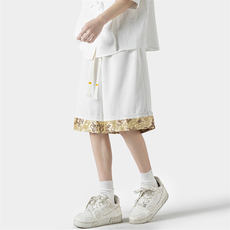 2024夏季新款无影墙大码新中式拼接短裤M-5XHK24299-P35，男装牛仔裤，电商A022