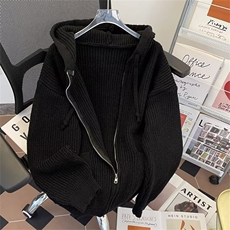 秋款男连帽毛衣拉链抽绳宽松针织衫休闲外套M264P65，男装针织衫/毛衣，星座1013-1