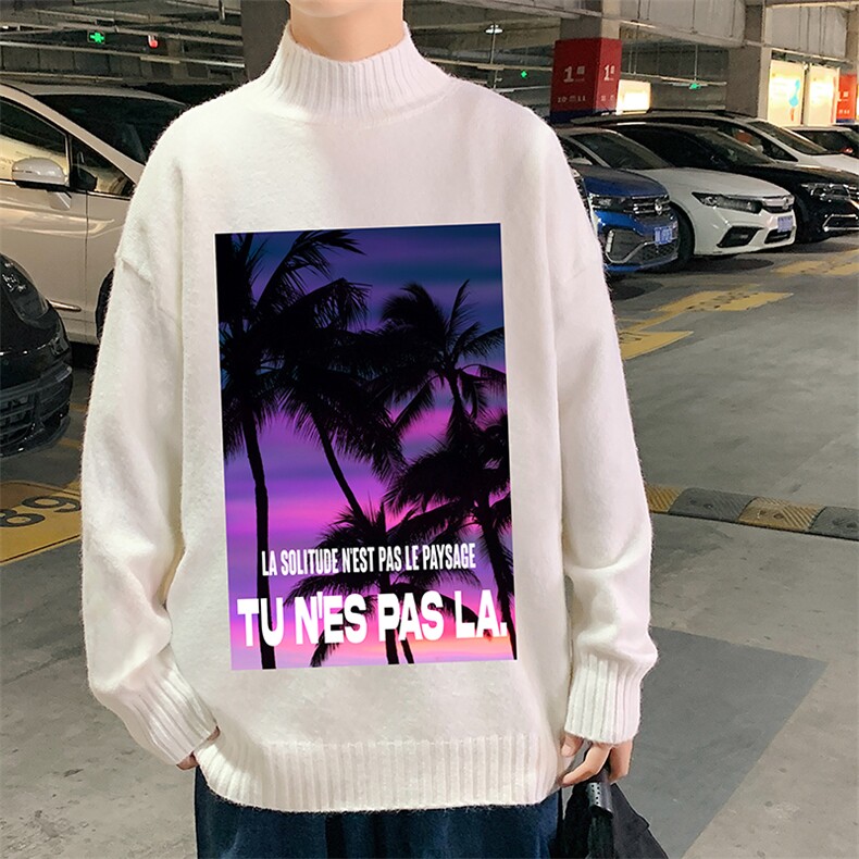 M18195-P45加绒款-P65半高领毛衣男士大码针织衫男毛线衣男，男装针织衫/毛衣，电商A040