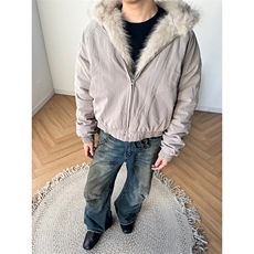 现货高品质美式高街冬季重磅硬挺短款座山雕毛领棉衣男女加厚外套，男装棉衣，电商A486