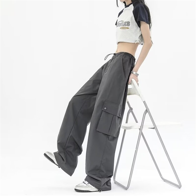辣妹粉色工装裤女夏季新款宽松直筒休闲裤拖地阔腿长裤TK274-P45,男装休闲裤,星座1008