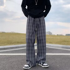 格子裤美式高街潮流宽松直筒裤男百搭休闲裤阔腿长裤子K4564-P28，男装休闲裤，星座512-2