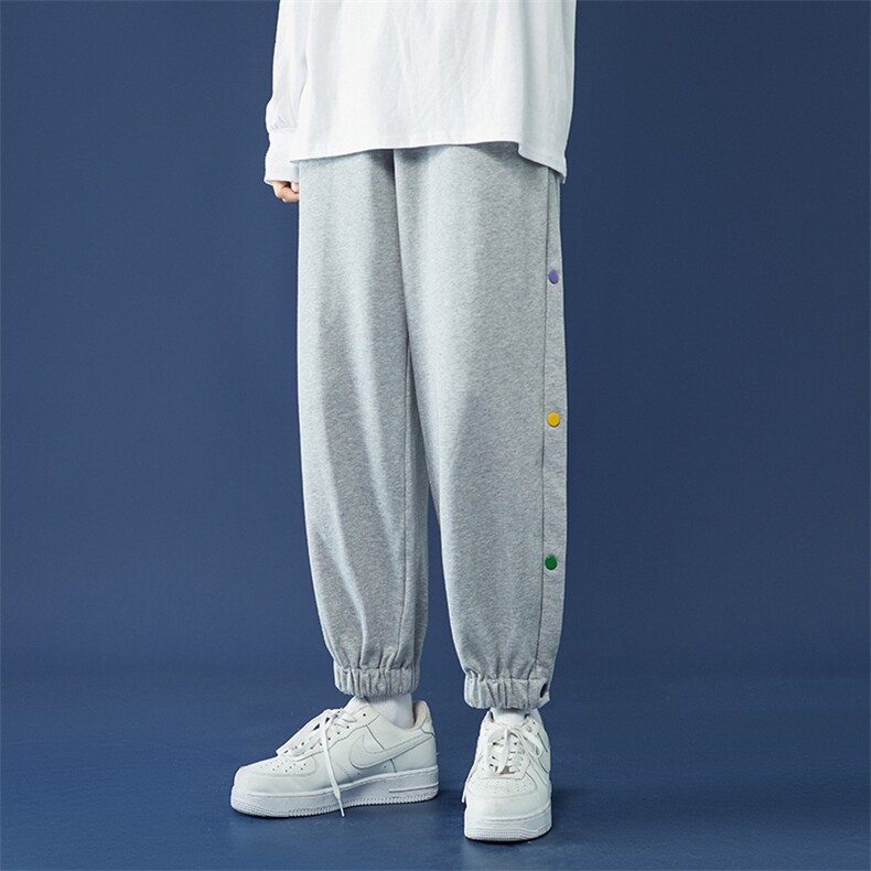 休闲裤男秋韩版排扣阔腿裤港风潮牌宽松束脚裤 A125-DK911-P50图片