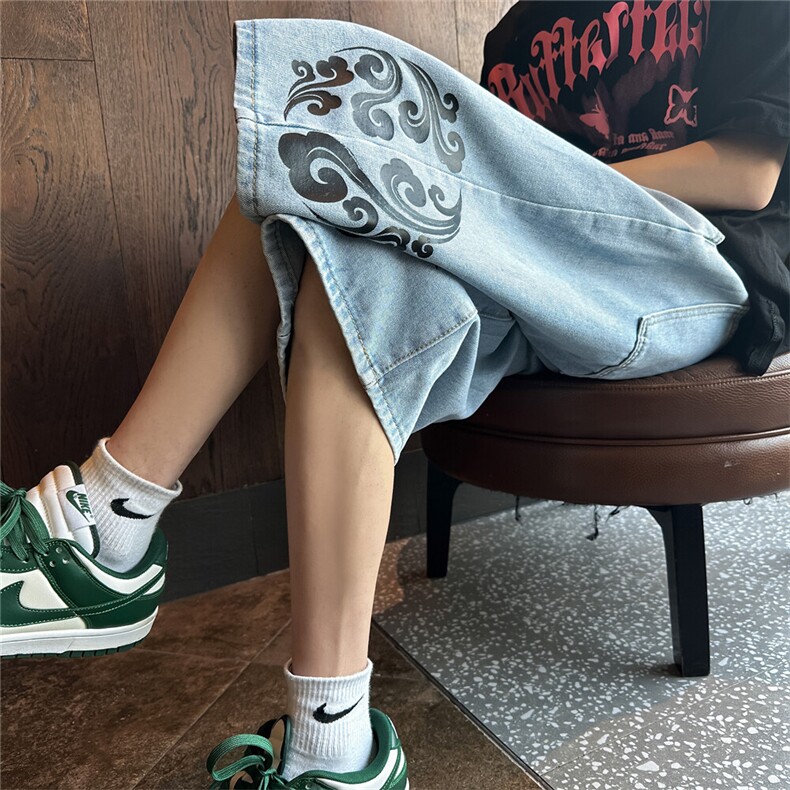 D2039-p48-控68  现货宽松cleanfit牛仔裤七分裤黑暗图片