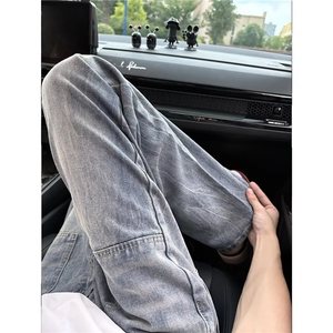 美式复古牛仔裤男款春秋新款高街设计感痞帅直筒裤NA615-P48图片