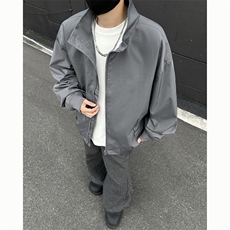 抖音春秋飞行立领休闲纯色复古百搭外套美式教练夹克6188-P43，男装夹克，星座1403B