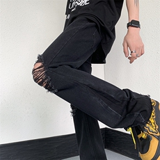 美式高街ins小众破洞牛仔裤货号K751P60，男装牛仔裤，电商A063