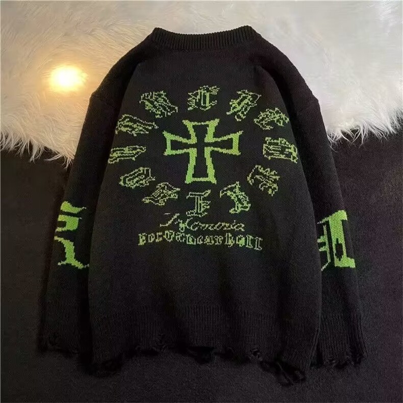 美式街头设计感圆领毛衣男慵懒风休闲针织衫M5533P55,男装针织衫/毛衣,星座1116-2