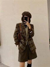 冬装厚昵格子上衣，其它，深度