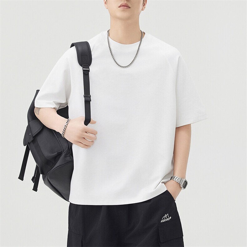 2025新款纯棉插肩袖纯色男休闲旅游户外T恤，男装T恤，星座1407