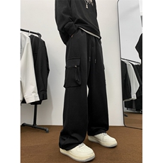 美式高街阔腿工装裤男潮牌宽松休闲直筒拖地裤AK8877-p4568，男装工装外套，星座1008-1