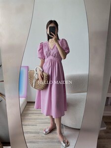 碎花长款连衣裙,女装连衣裙,BLACK