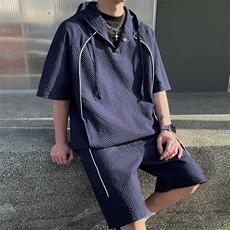 新款休闲带帽短袖短裤套装，男装休闲套装，星座1206（原A206）