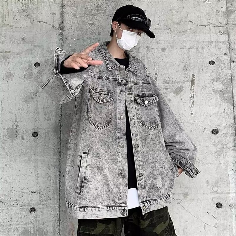 2026美式水洗做旧牛仔夹克ins潮复古设计感情侣外套W017-P47网图，男装夹克，电商B245