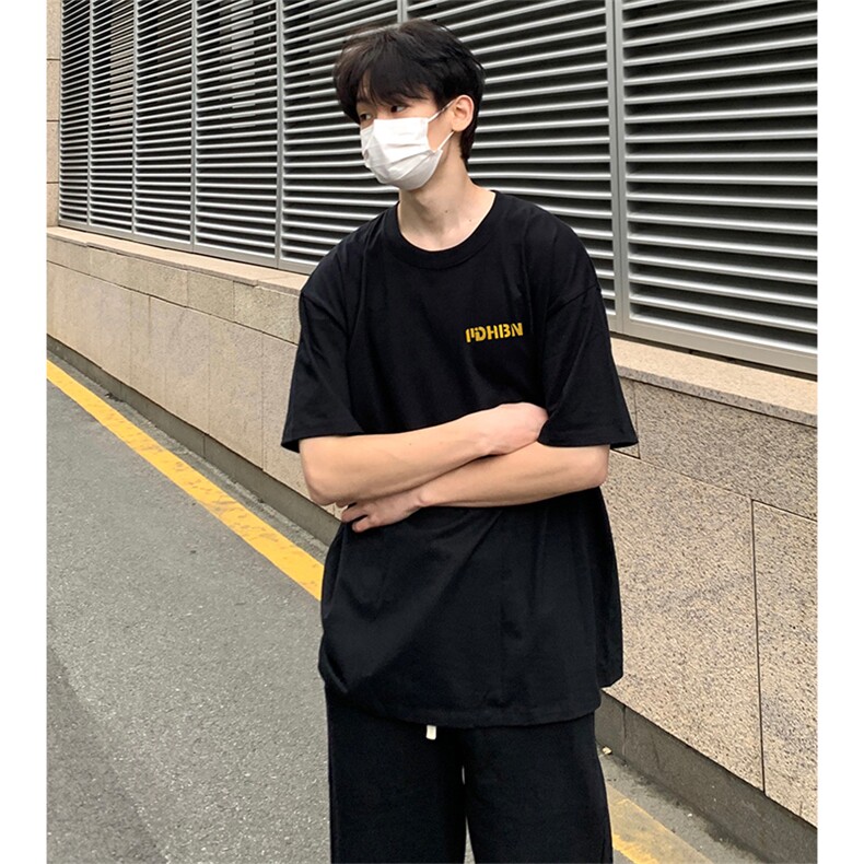 抖音得物210克现货宽松纯棉美式潮牌印花落肩袖纯棉T恤AT21101,男装T恤,电商A443
