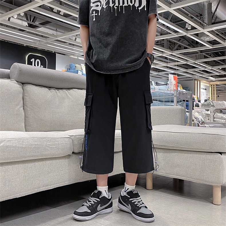 夏季新款韩版宽松直筒七分裤潮流ins工装短裤男现货K7742-P36,男装休闲裤,星座512-3