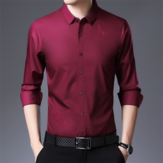 2023秋季新款长袖翻领印花薄款衬衫男士中年商务休闲男装上衣，男装衬衫，电商B212（原钱塘6029）