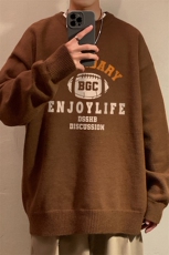 港风秋冬纯色针织宽松圆领毛衣男潮M6835P50控68，男装针织衫/毛衣，电商A268A