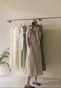 【一眼心动】夏季新款 一粒口一片式百搭连衣裙,女装连衣裙,Waves smile