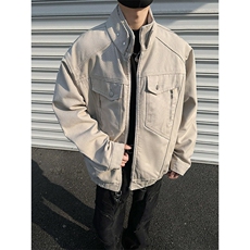 春秋季新款工装外套男款做旧宽松休闲百搭夹克，男装夹克，星座410-7