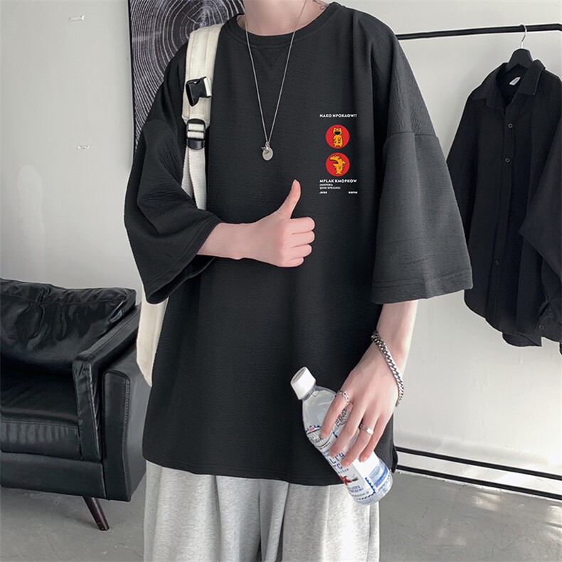 Q11093-P30春夏季七分袖t恤男大码五分袖男短袖中袖,男装T恤,电商A040