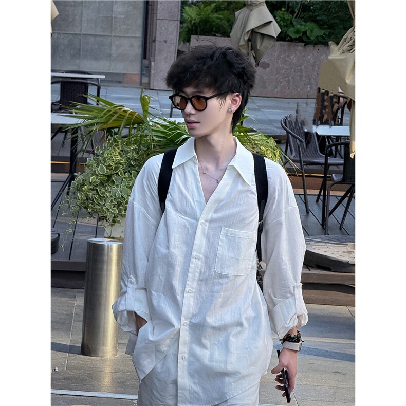 C316CS2522P58K2523P58夏秋新款长袖衬衫棉麻白色黑色裤子,男装衬衫,电商C316