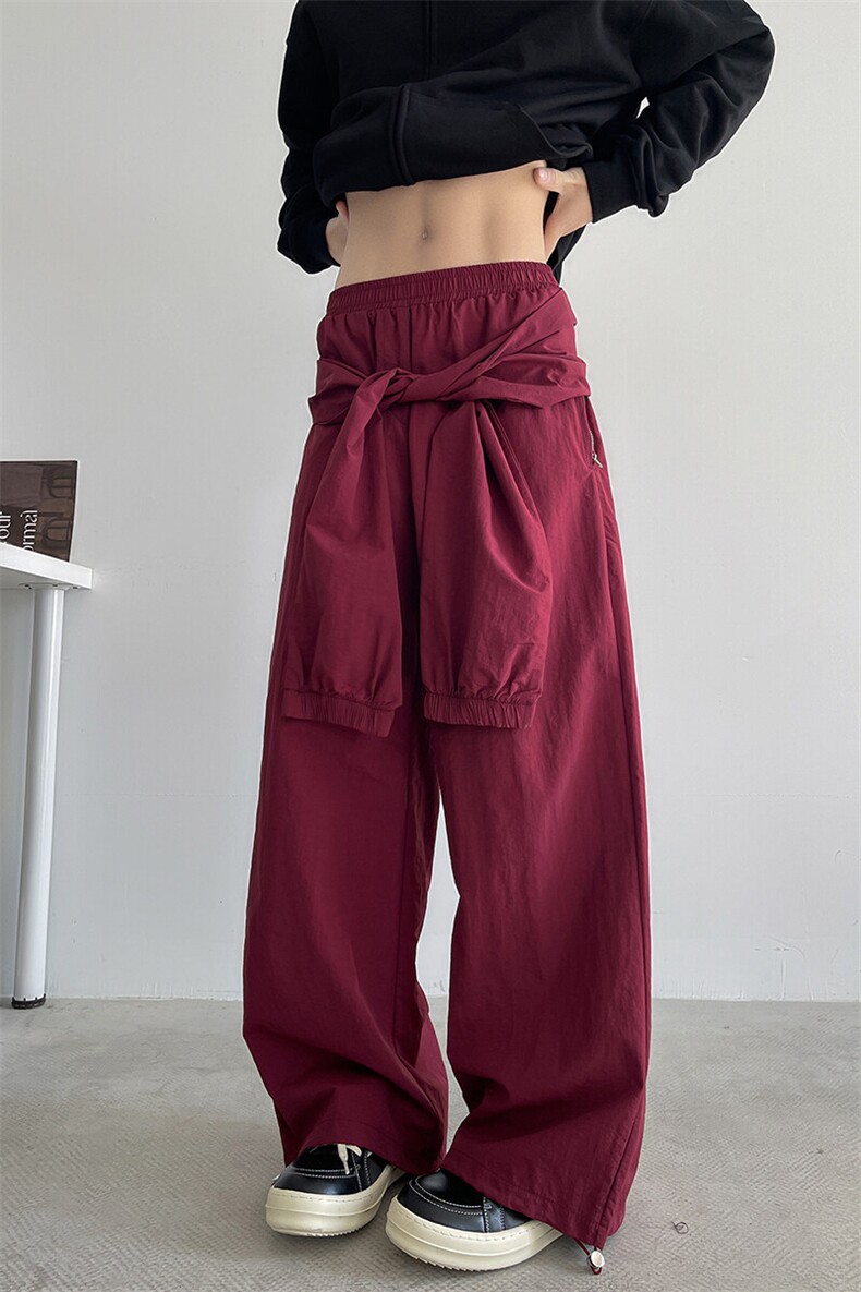 8XL-M休闲裤男美式高街纯色绑带宽松跳舞直筒裤潮K9127P68控98,男装休闲裤,电商D206-1