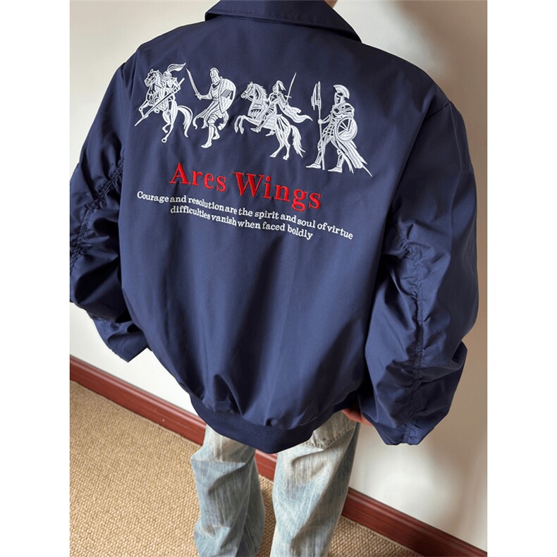 网图有货美式街头战马刺绣飞行夹克男女宽松百搭外套A846-P68，男装夹克，星座1505
