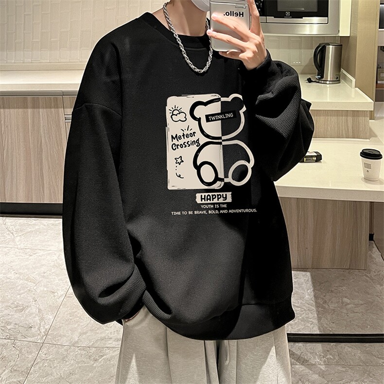华夫格卫衣圆领卫衣男大码长袖t恤男外套HW76352-P30,男装卫衣,电商A040