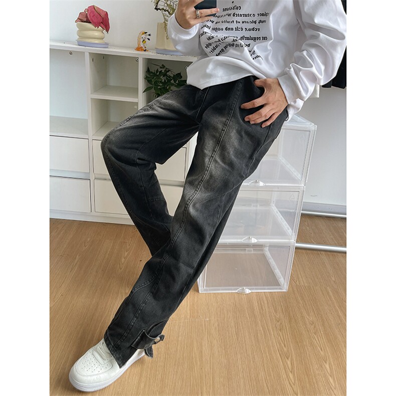 B221美式ins高街小众加绒牛仔裤LK22042-P60控78加绒P75控98,男装牛仔裤,电商B221