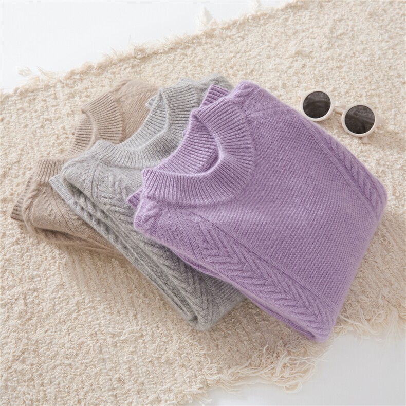 儿童麻花加厚山羊绒衫男童秋冬季新款高端软糯套头女童毛衣打底，童装儿童羊绒衫，跳跳羊儿童羊绒衫