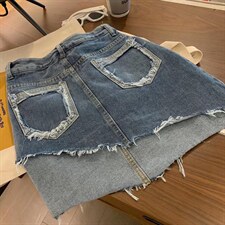 不规则牛仔半裙，女装半身裙，XTZ style