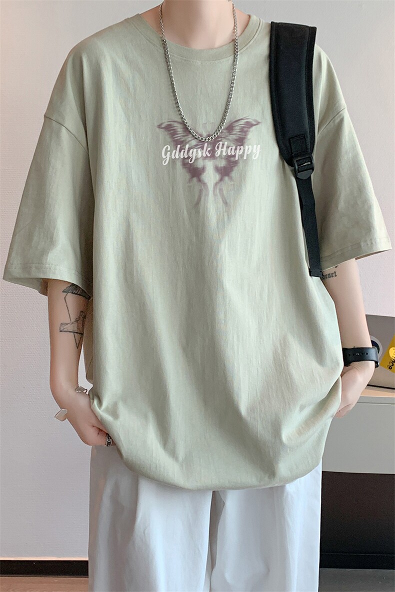 已注册/夏季内景蝴蝶设计感短袖T恤男潮宽松大码打底DT9728/P25,男装T恤,电商B316