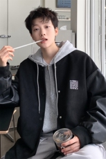 直播！2023新款男士加厚鹿皮绒拼皮夹克棒球服外套JK191P85控138，男装夹克，电商B220