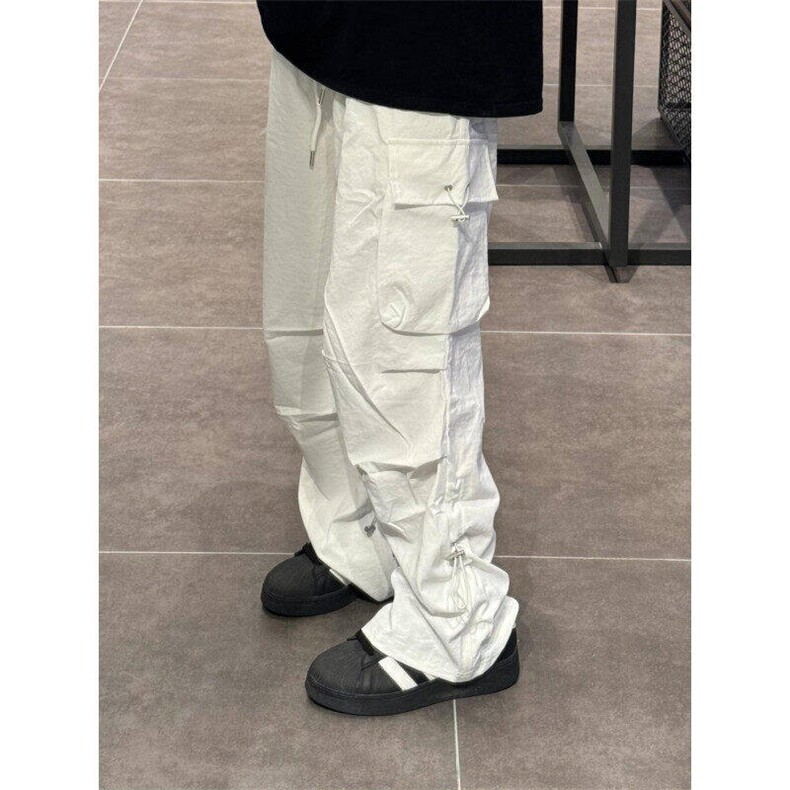 褶皱伞兵裤子男街头嘻哈运动休闲机能风抽绳大口袋工装裤BK07，男装工装外套，星座1116A（原606A-3）