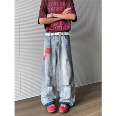 破洞高街牛仔裤男女韩版潮流帅气百搭2026夏季ins长裤RK2724-P55，男装牛仔裤，星座412-2