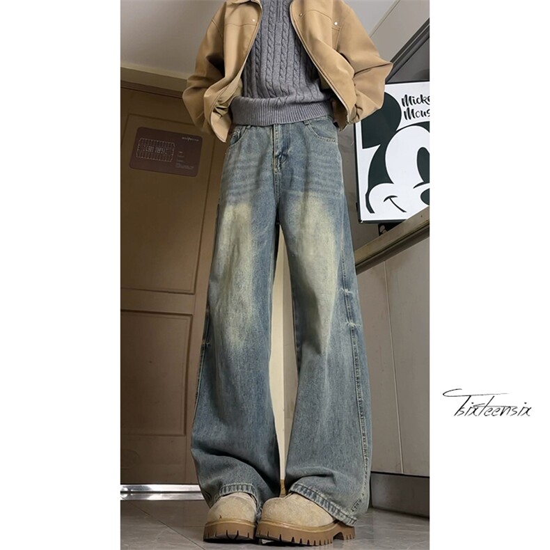 美式复古水洗牛仔裤男春季宽松百搭直筒裤子A166-NA5J01-P45控69图片