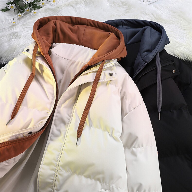 棉衣男三防冬季新款港风宽松连帽假两件加厚棉服914-4-WT08P70，男装棉衣，星座914-4