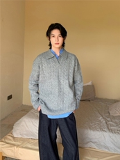 网图现货美式复古麻花毛衣男款秋冬慵懒风针织衫内搭长袖特P53，男装针织衫/毛衣，电商C306-1