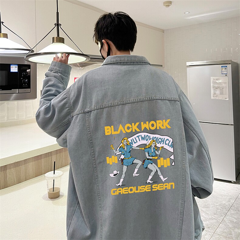 牛仔夹克男大码牛仔外套男茄克NJ77304-P60加绒款-P75,男装夹克,电商A040