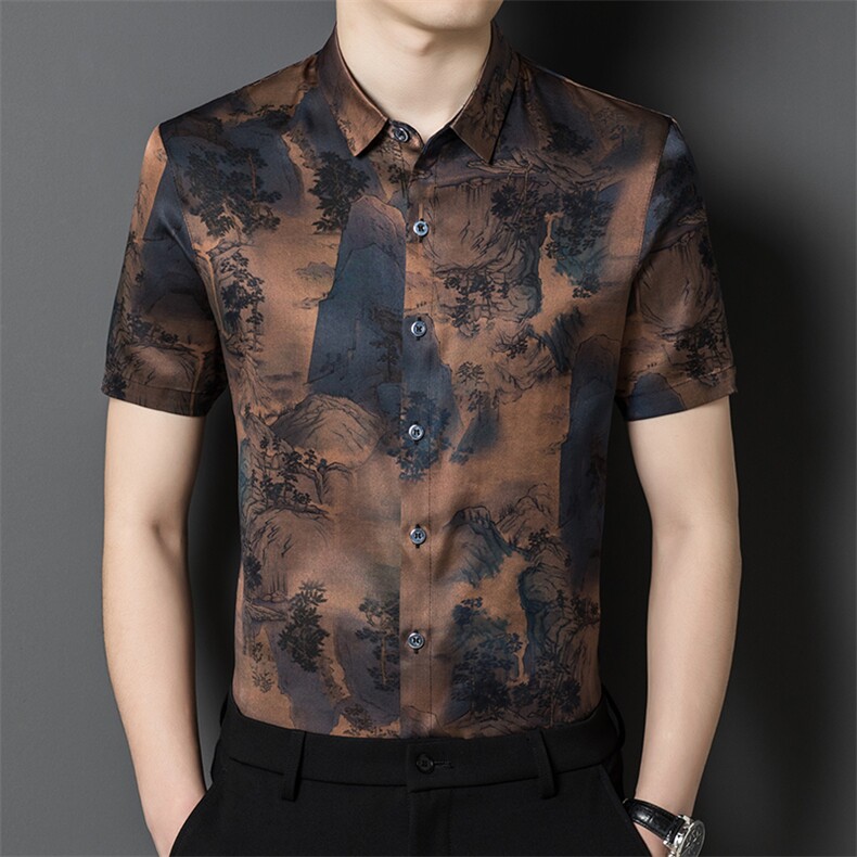 2024年宽松百搭翻领衬衫纯色夏季POLO衫短袖潮流上衣GBN8339，男装Polo衫，钱塘6003（原4033）