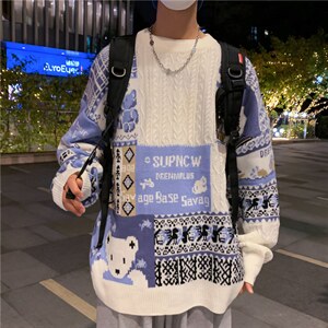 加厚秋冬季潮牌圣诞毛衣男圆领套头针织衫宽松休闲   M363-P62图片