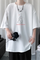HT73140-P22华夫格t恤男短袖男大码五分袖短句风，男装T恤，电商A040