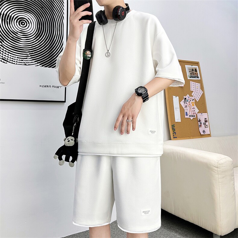 新款华夫格短袖套装,男装休闲套装,星座1106-2（原1111B）