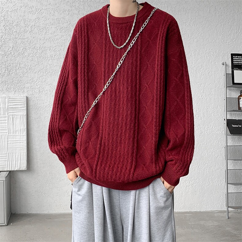 8XL-M圆领毛衣男秋冬季宽松慵懒套头麻花针织衫毛线衣MY19005P68,男装针织衫/毛衣,电商B312